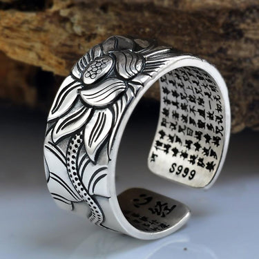 Pure Sterling Silver Lotus Sutra Ring